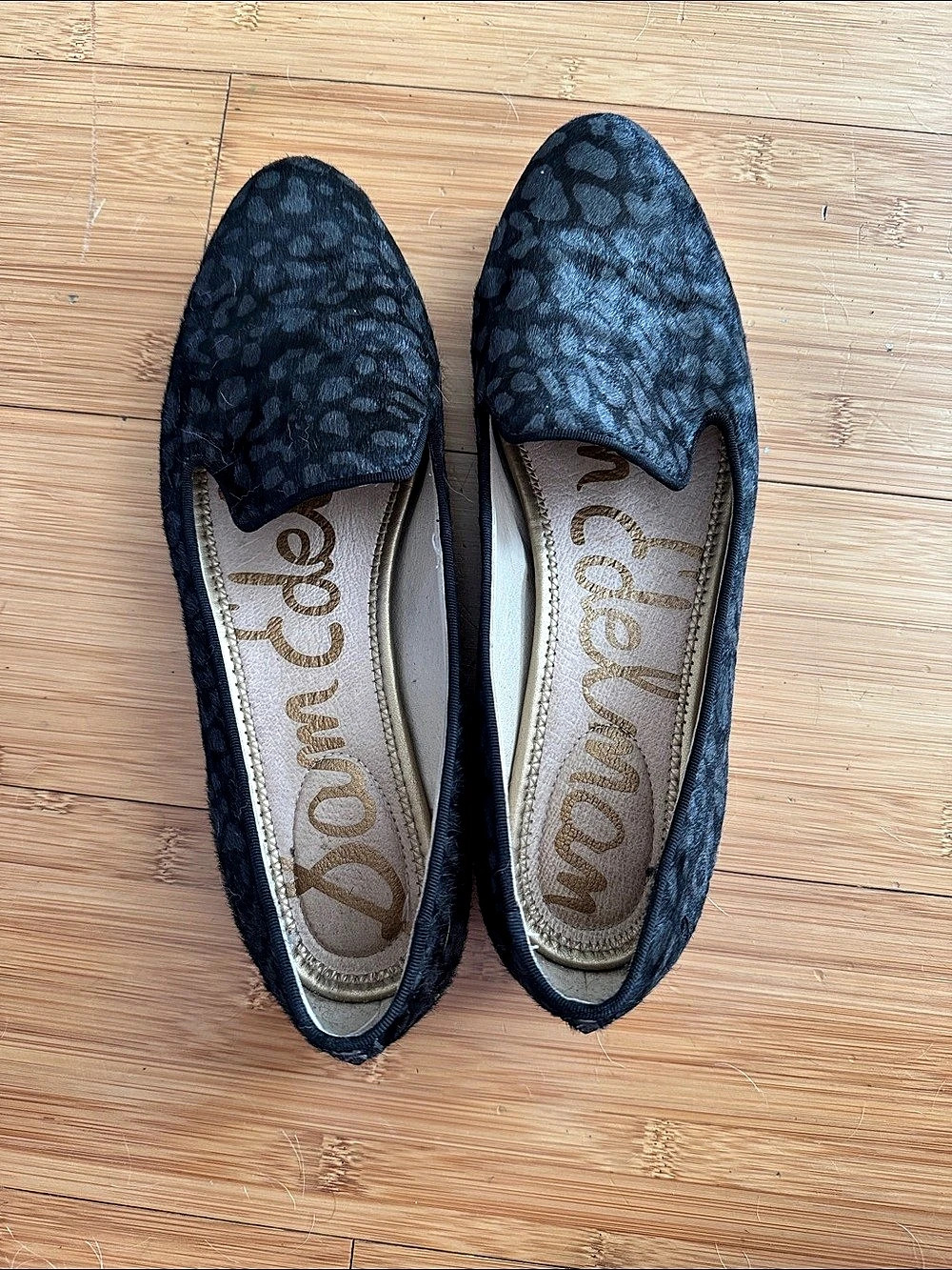 Sam Edelman Loafer Animal Print Flats in Black